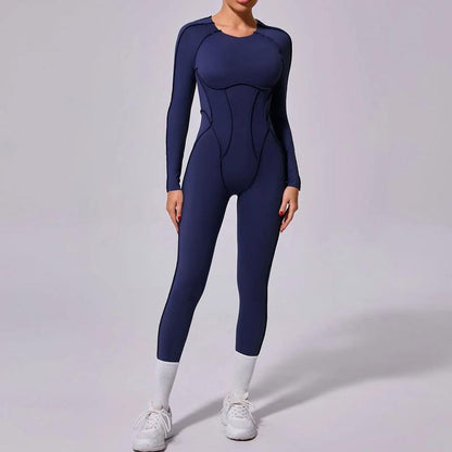 New Autumn/Winter Women'S One-Piece Yoga Jumpsuit Leggings Long-Sleeved Sexy Backless Slim Fit Sports Outfit Peithobaddies