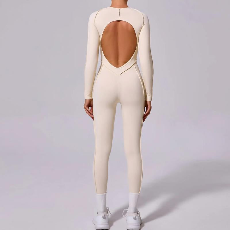New Autumn/Winter Women'S One-Piece Yoga Jumpsuit Leggings Long-Sleeved Sexy Backless Slim Fit Sports Outfit Peithobaddies