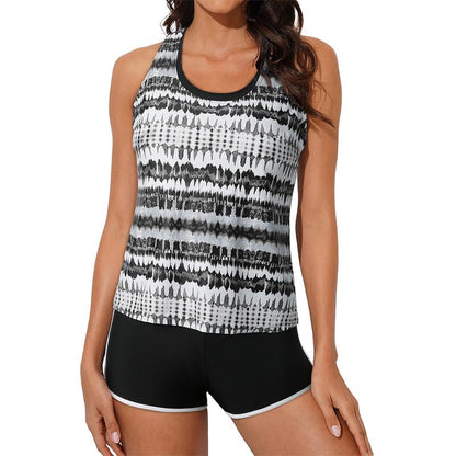 Aleumdr Womens Athletic 3 Piece Tankini Swimsuits with Shorts Swim Tank Tops with Sports Bra and Boyshorts Bathing Suits Sport Swimming Clothing Beach Tiktokshopfalldealsforyou