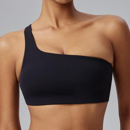 AFZ Two Pieces Workout Sets One Shoulder Sports Bra Asymmetrical Workout Yoga Bra Includes Transparent Straps