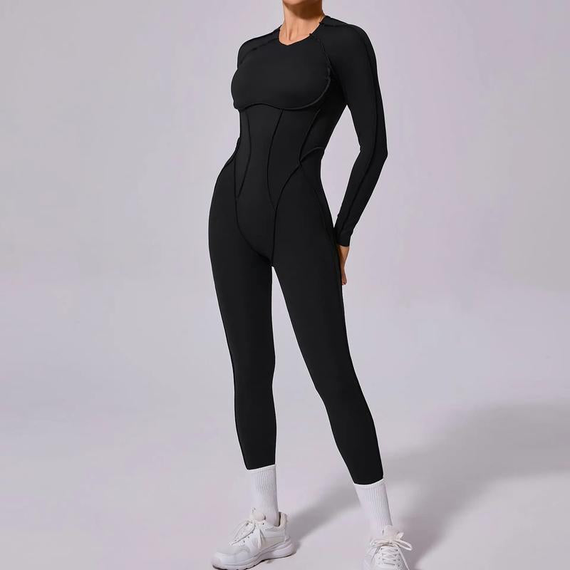 New Autumn/Winter Women'S One-Piece Yoga Jumpsuit Leggings Long-Sleeved Sexy Backless Slim Fit Sports Outfit Peithobaddies