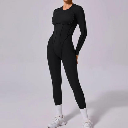 New Autumn/Winter Women'S One-Piece Yoga Jumpsuit Leggings Long-Sleeved Sexy Backless Slim Fit Sports Outfit Peithobaddies
