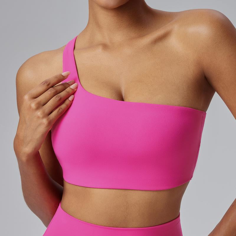 AFZ Two Pieces Workout Sets One Shoulder Sports Bra Asymmetrical Workout Yoga Bra Includes Transparent Straps