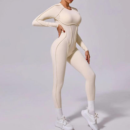 New Autumn/Winter Women'S One-Piece Yoga Jumpsuit Leggings Long-Sleeved Sexy Backless Slim Fit Sports Outfit Peithobaddies