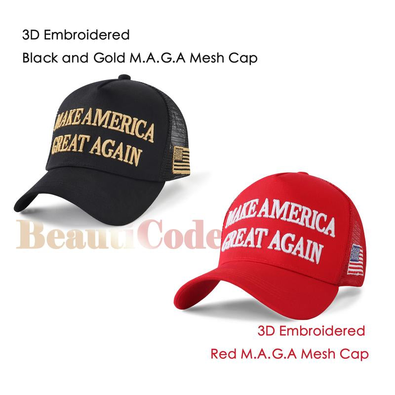 D.T M.A.G.A Hat - Baseball Cap with USA Flag, Slogan "Make. America. Great. Again" & "Never Surrender," Unisex, Presidents' Day