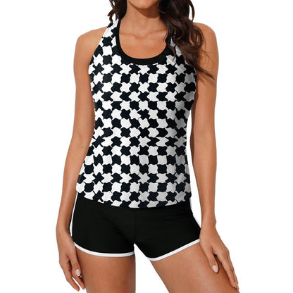 Aleumdr Womens Athletic 3 Piece Tankini Swimsuits with Shorts Swim Tank Tops with Sports Bra and Boyshorts Bathing Suits Sport Swimming Clothing Beach Tiktokshopfalldealsforyou