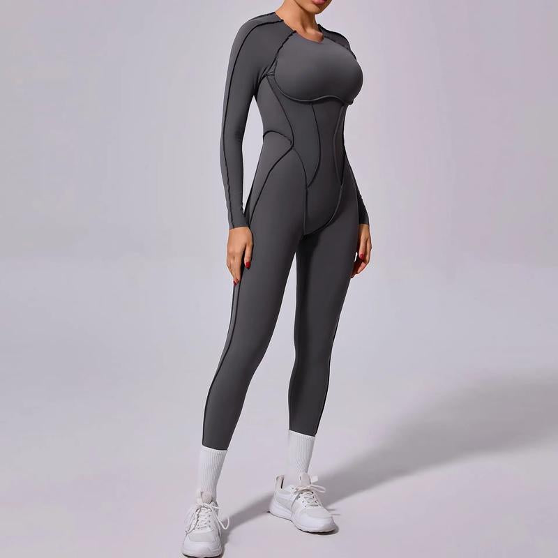 New Autumn/Winter Women'S One-Piece Yoga Jumpsuit Leggings Long-Sleeved Sexy Backless Slim Fit Sports Outfit Peithobaddies