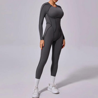 New Autumn/Winter Women'S One-Piece Yoga Jumpsuit Leggings Long-Sleeved Sexy Backless Slim Fit Sports Outfit Peithobaddies
