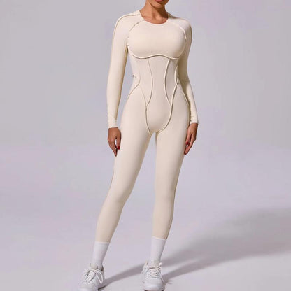 New Autumn/Winter Women'S One-Piece Yoga Jumpsuit Leggings Long-Sleeved Sexy Backless Slim Fit Sports Outfit Peithobaddies