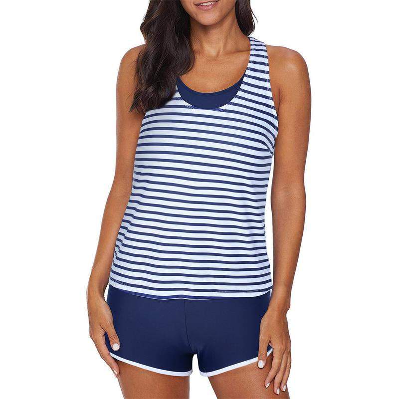 Aleumdr Womens Athletic 3 Piece Tankini Swimsuits with Shorts Swim Tank Tops with Sports Bra and Boyshorts Bathing Suits Sport Swimming Clothing Beach Tiktokshopfalldealsforyou