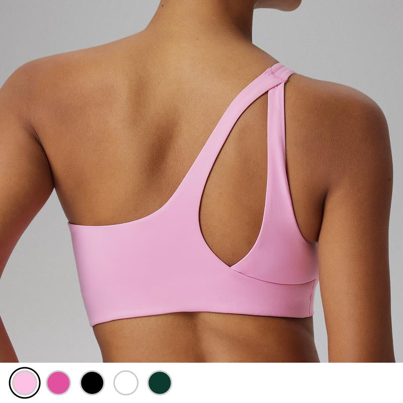 AFZ Two Pieces Workout Sets One Shoulder Sports Bra Asymmetrical Workout Yoga Bra Includes Transparent Straps